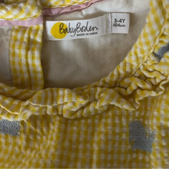 Easter Dress-Baby Boden Yellow Dress with Silver Bunny Accents- Easter - Picture 2 of 6
